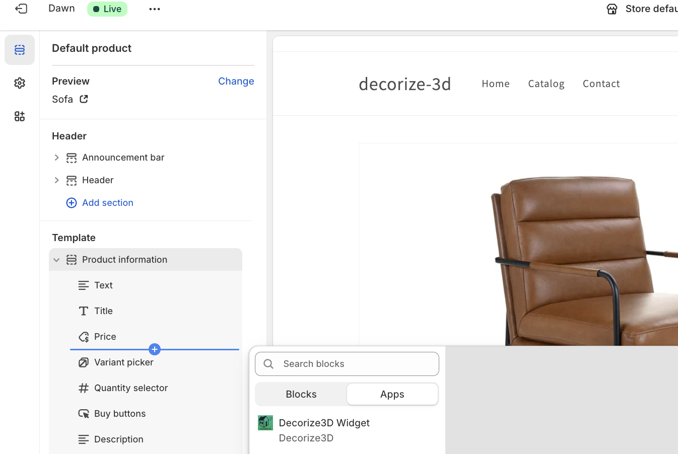 Widget placement in Shopify theme customizer